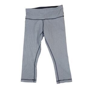 Lululemon Leggings Size 4 Blue & White stripe Gingham Cropped Workout